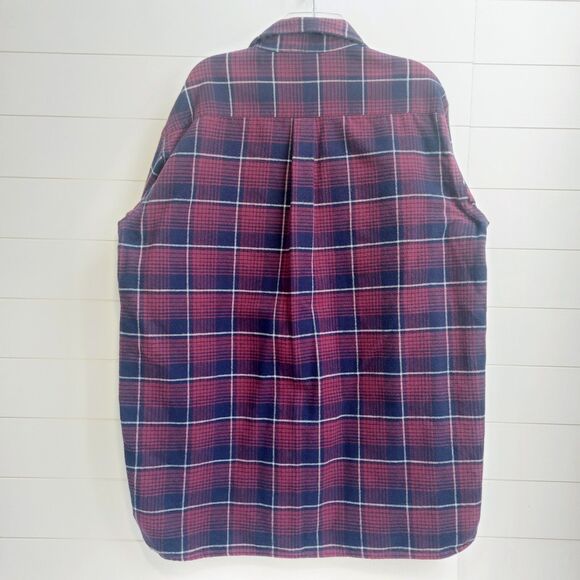 LL Bean Chamois Shirt Traditional Fit Plaid Shirt Men's XL-TALL Red Blue Pockets - Picture 3 of 7